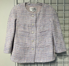 CHANEL 18P 2018 Lavender Boucl  Collarless CC Button Blazer France 38 US6