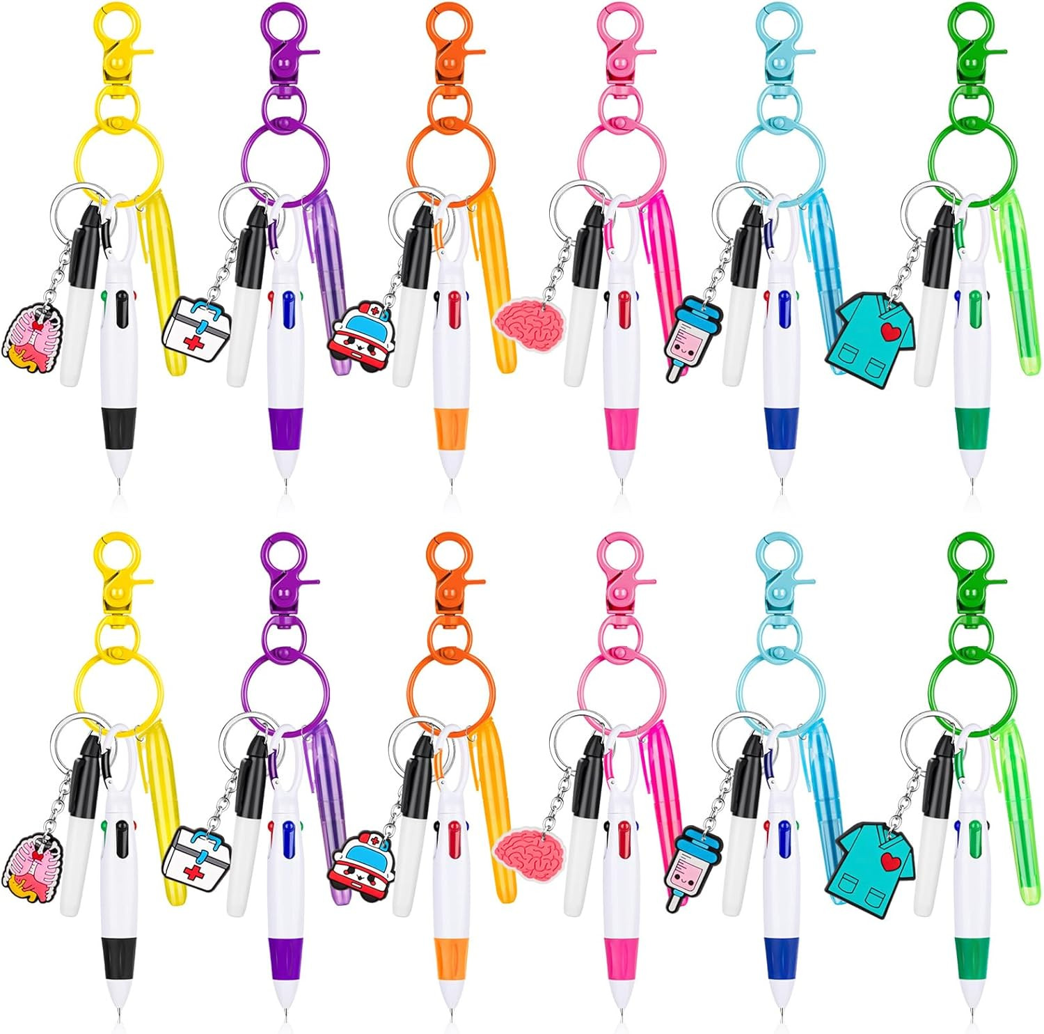 60 Pieces Mini Highlighter Nurse Pens for Badge Reel Pens Include 12 Tip High...