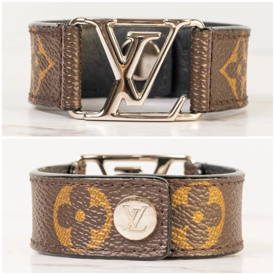 LOUIS VUITTON Bracelet Hockenheim Monogram M6141 Brown Size 19 Mens Auth [S] - Image 3 of 4
