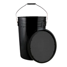 Champion Sports 6 Gallon Ball Bucket with Soft Lid Black Portable Container