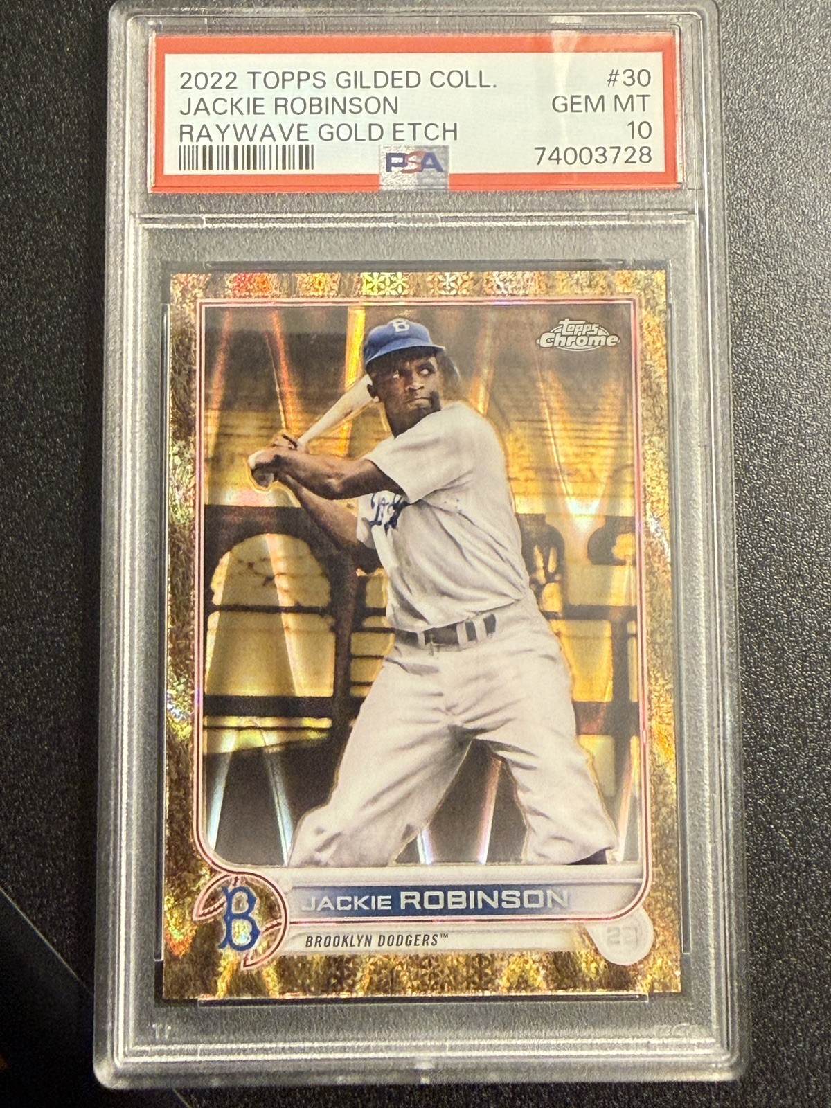2022 Topps Gilded Collection Jackie Robinson #30 Raywave Gold Etch PSA 10