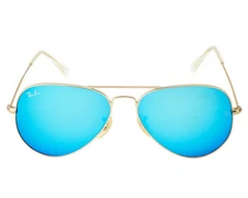 Ray-Ban Sunglasses RB3025 Aviator Flash Gold Frame Blue Flash Lens 55mm Unisex