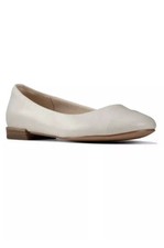 Clarks ladies Flat Ballerina Shoes Festival white Leather 5.5 D