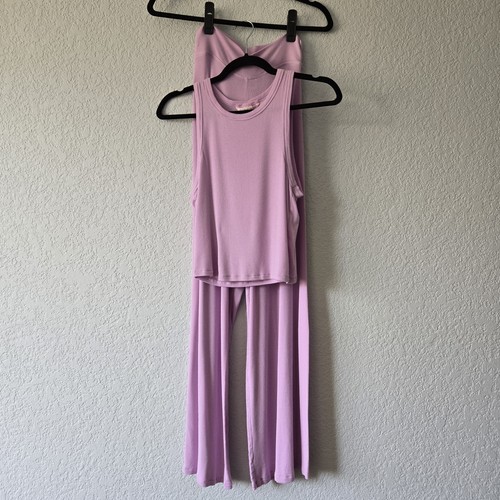 Victorias Secret M Pink Ribbed Pajama Set