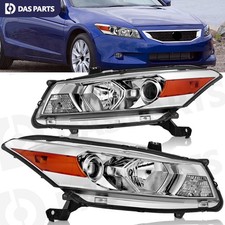 W2-door Coupe Halogen Chrome Headlights For 2008-2012 Honda Accord Leftright