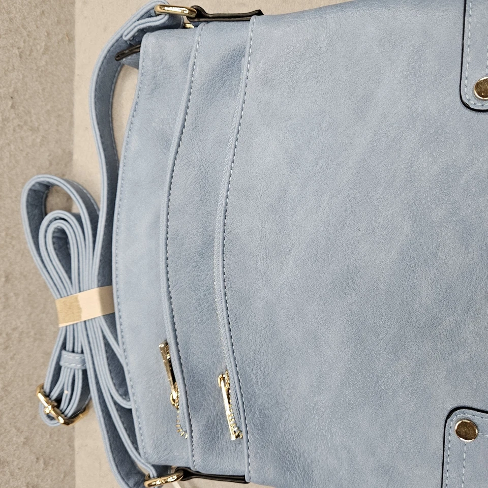 Bolso Bandolera Alyssa Azul Polvoriento Cuero Sintético Suave Triple Cremallera Bolsillo • Nuevo con Etiquetas Foto 3 de 4