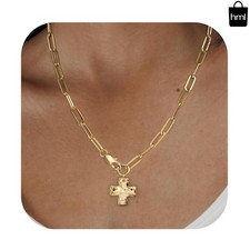 Chunky Cross Necklace for Women Trendy 14K Gold Silver Layered Statement Cross P