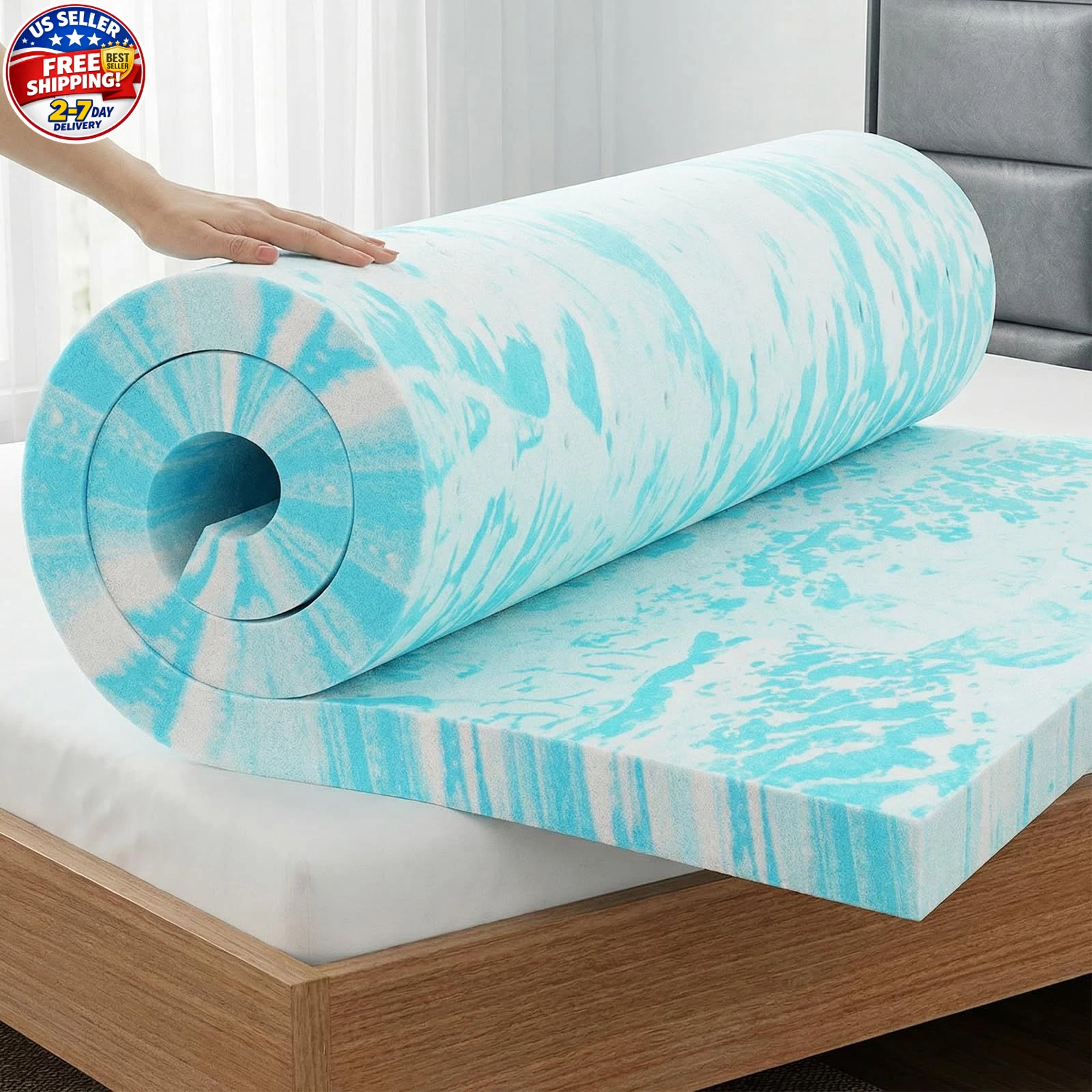 3 Inch Queen Size Gel Infused Memory Foam Mattress Topper, a Soft Breathable Coo