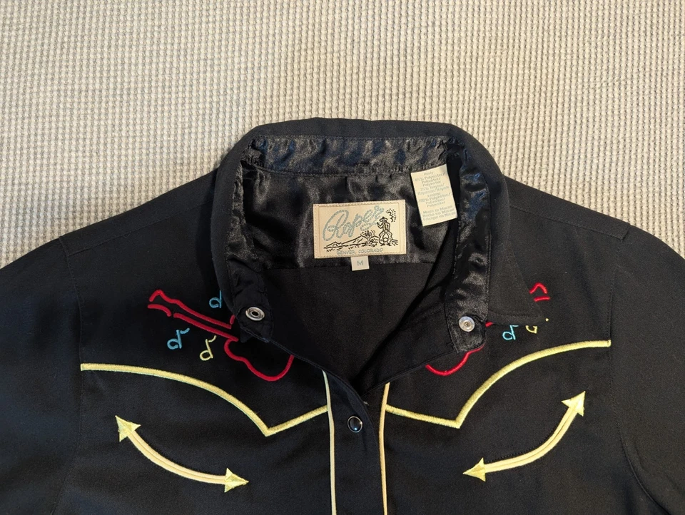 Camisa vaquera vintage Roper rock & roll occidental para hombre talla mediana Foto 2 de 4