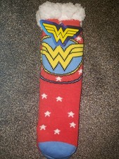 Wonder Woman Sherpa Lined Socks DC Comics One Size Unisex Socks Non Skid Red