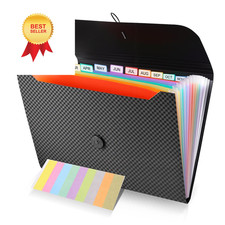 Girwu File Organizer, 13-Pocket Expanding Folder +Accordian | Black 