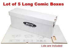 Lot of 5 BCW Long Cardboard Comic Book Storage Boxes box holds 250-300 comics
