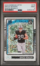 Brock Bowers 2024 Panini Donruss Optic #215 White Sparkle PSA 9