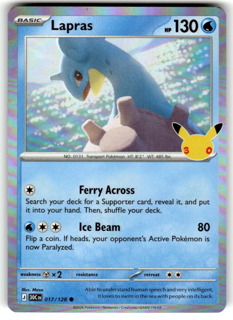 2026 Pokemon 30C Lapras Holo 017/128
