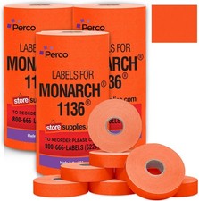 Fluorescent Red Pricing Labels for Monarch 1136 Price Gun   3 Sleeves, 24 Rolls