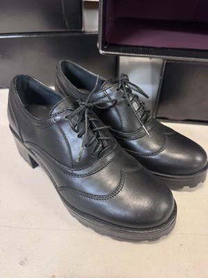 Girotti Women s Lace Up Derby Heels Black Leather Handmade $289 EU37/US6.5 New