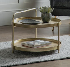 VERY Coffee Table Gold Metal Round SENNEN 65cm  RRP£125 - OPEN BOX - SCRATCHED
