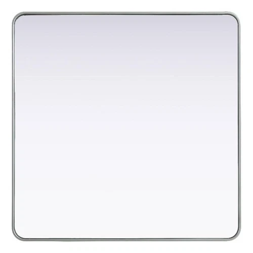 Elegant Decor Contour Metal Square Mirror 42X42 In Silver - Picture 1 of 7