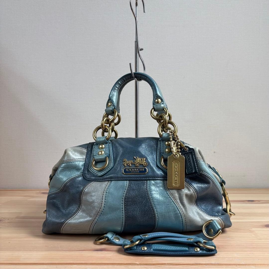 Coach Sabrina Madison 2way Leather Satchel Shoulder Bag Blue