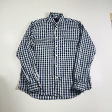 Pronto Uomo Dress Shirt Blue Plaid Slim For No Iron Mems Size 16-34/35