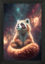 Red Panda Galaxy Framed Wall Art Poster Canvas Print Picture