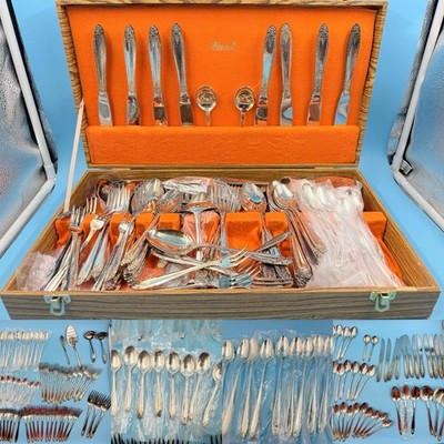 Vintage Eldan Japan Stainless Steel Flatware Silverware- Floral Roses 109 PC Set