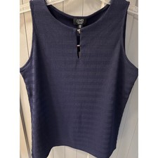 Women's Jones New York Signature Navy Sleeveless Keyhole Tank Top NWT 118