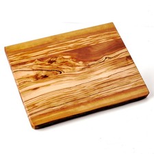 Schneidebrett aus Olivenholz, rechteckig mit Rinde, geklebt aus 2 bis 4 Teilen