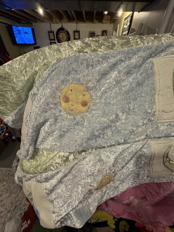 Baby Jungle Valances 2-58” Long. Blue And Light Green Soft Velvet Like Material. - Image 4 of 4