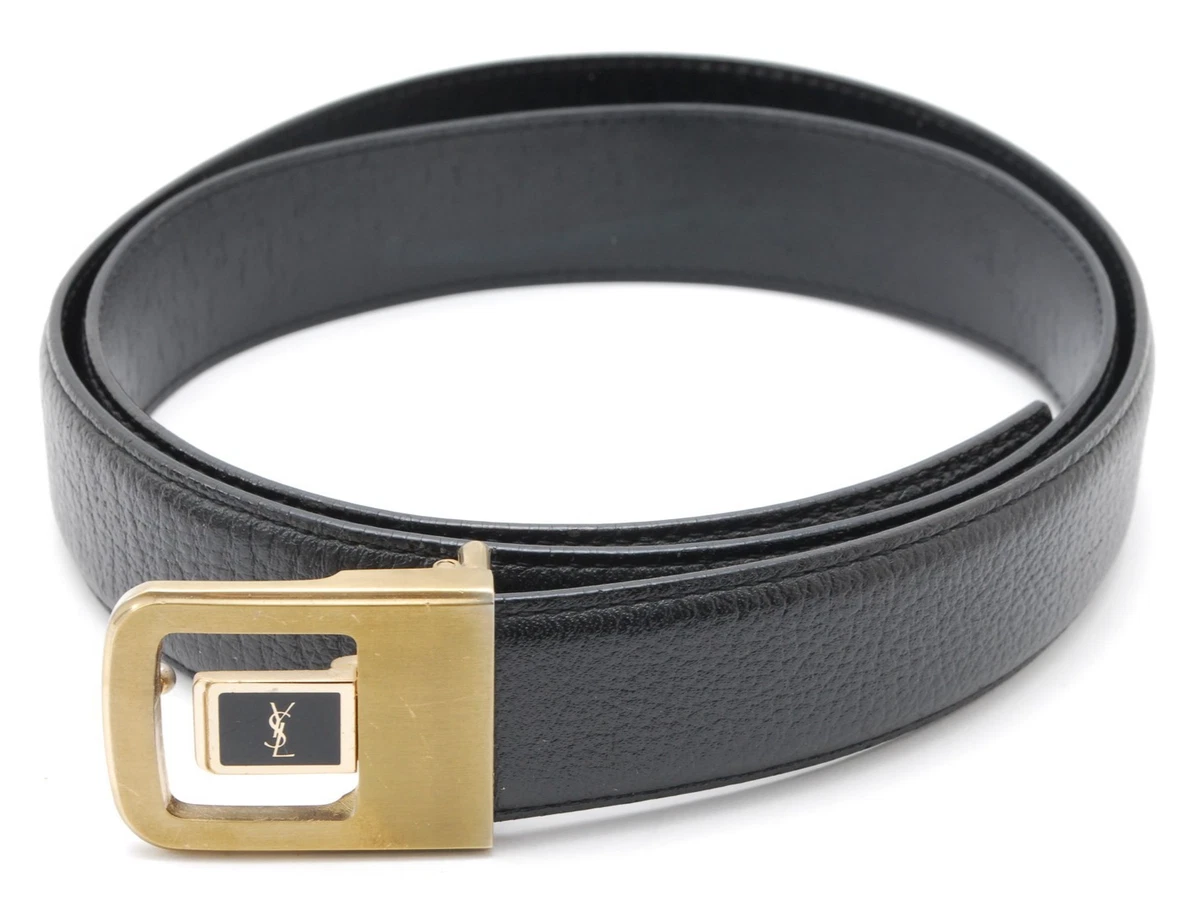 Yves Saint Laurent black vintage gold hardware skinny waist belt black size 40 SAINT LAURENT Cassandre leather belt | NET-A-PORTER main image 2