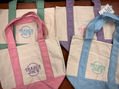 Trader Joe's Mini Pastel Tote- Set of 5 Free Fast WW Shipping 