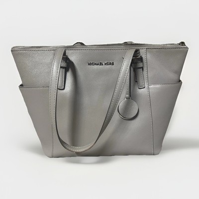 Michael Kors Gray Leather Tote Bag