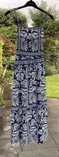 H&M Blue Cream Crinkle Sumer Dress Xs