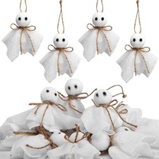 16 Pack Halloween Ghost Hanging Ornaments 3 Inch Rustic Cloth Tree Decor