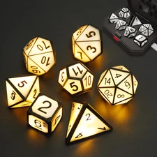 Light up DND Dice Set of 7 USB Rechargeable Role Playing Dice with Charging Box,
