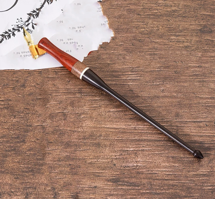 Наклонный винтажный держатель для каллиграфии английской медной пластины сценария антикварной погружной ручки - Изображение 3 из 4