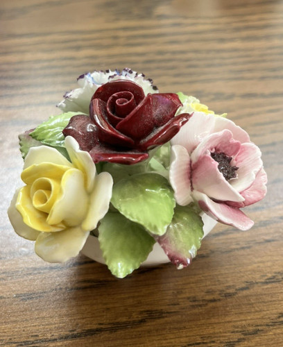 Royal Dalton Bone China Flowers in a basket.