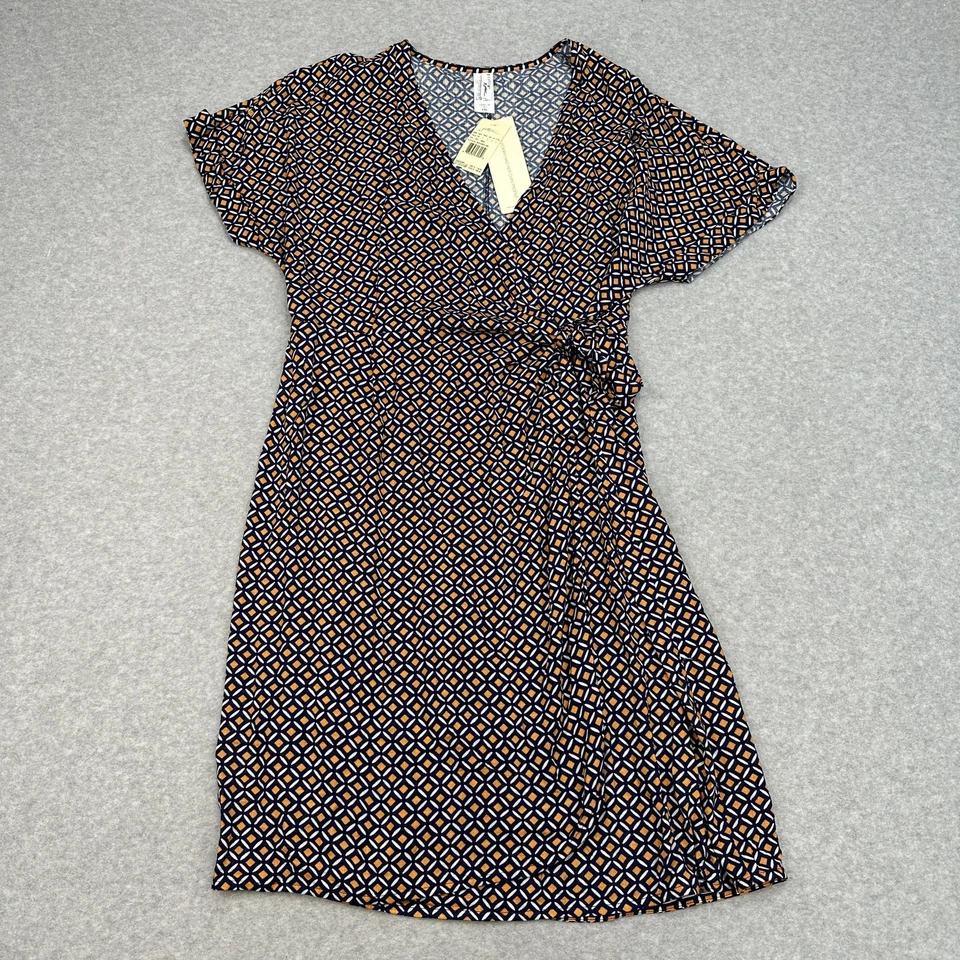 Vestido envolvente Profile by Gottex Let It Be para mujer L naranja azul marino E24093158 cuello en V SS Foto 3 de 4