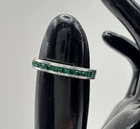 VTG 925 Sterling Silver Green Emerald Eternity Band Ring Stackable Channel Set