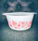 Pyrex White & Pink Gooseberry Casserole Bowl Dish 474-B 1.5 Quart No Lid Vintage