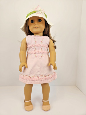 18'' American Girl Doll Blue Eyes Brown Hair Pierced Ears Freckles