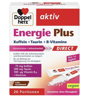 Doppelherz aktiv Energie Plus Direct   Koffein, Taurin & B-Vitamine | 20 Portion