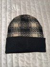 Levis Winter Hat Beanie Plaid Navy Cuffed Sherpa Lined Leather Logo Patch OS — photo 8