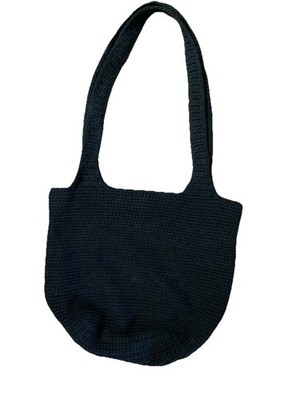 Women s Crochet Knit Tote Shoulder Handbag Black  Snap Zippered Inner Pocket