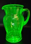 UV Uranium Glass Anchor Hocking Cameo Ballerina Pitcher 56 oz PERFECT condition