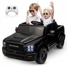 24V Kids Electric Car 2 Seater Ride on Truck w/Remote,Power Wheels Toys, Black