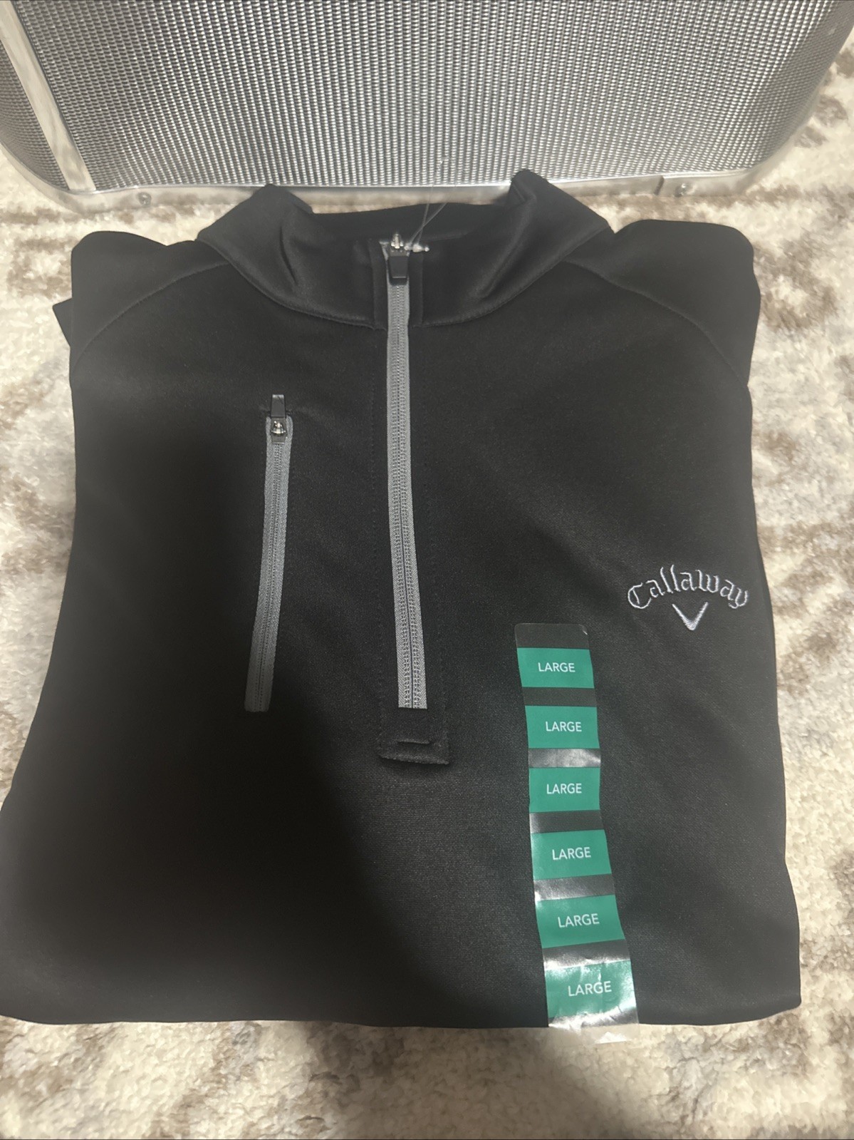 NWT Mens Callaway Opti-Series Caviar Black 1/4 Zip Pullover 