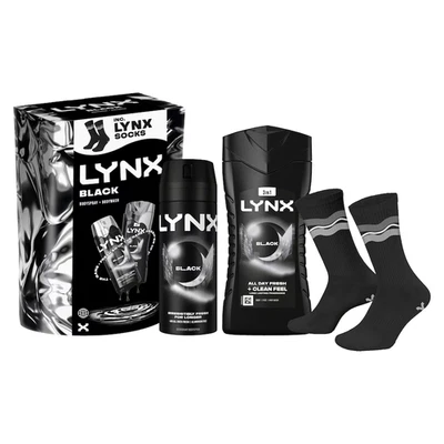 Lynx Black Bodyspray & Bodywash Duo Gift Set with Socks – Premium Men’s Grooming
