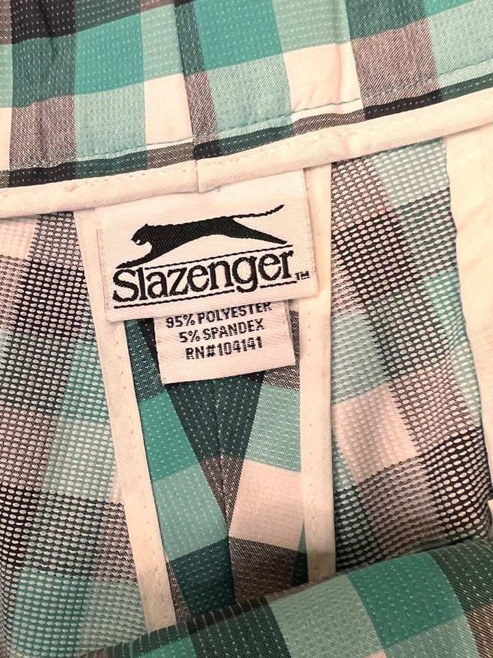Pantalones Cortos de Golf Slazenger Talla 34 - Nuevos sin Etiquetas - Cuadros Turquesa a Cuadros - Estilo Rendimiento Foto 3 de 4
