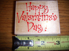 HAPPY VALENTINES DAY NEW WOOD RUBBER STAMP HERO ARTS